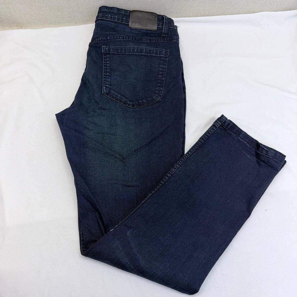 Artful Rebel Mens Slim Straight Jeans 34x30 Dark Wash Indigo Stretch Denim